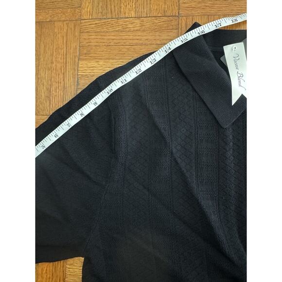 Magaschoni Man Quarter Zip Black Medium Short Sleeve Sweater Polo Top Shirt $78 - Picture 9 of 15